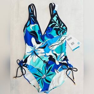 Coco Reef Contours Tropical Print Body Shaping One-Piece Swimsuit, 12/36C NWT